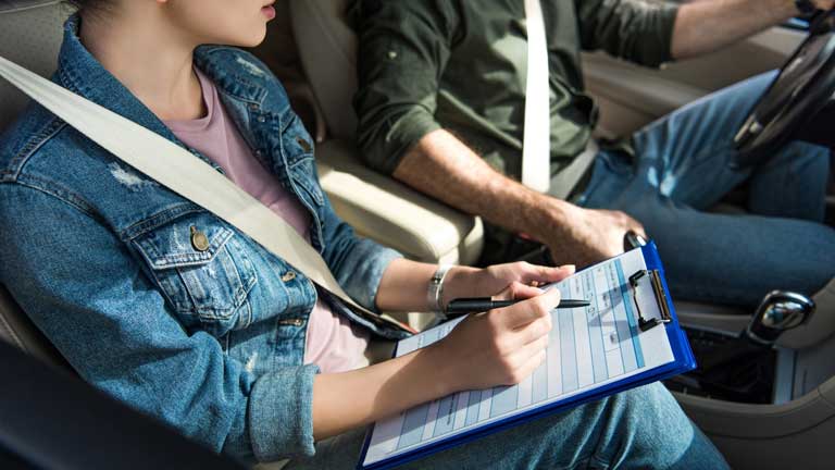 participant taking the driving test for a driving license