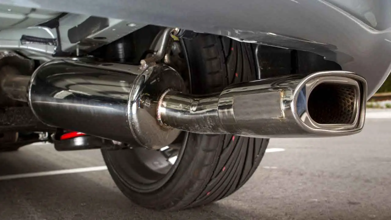 A clean muffler installed in the exhaust system